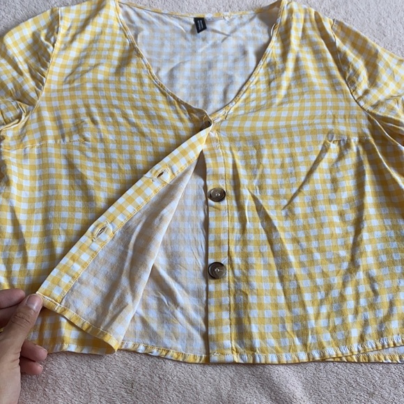 H&M Yellow & White Plaid Shirt - Picture 4 of 7